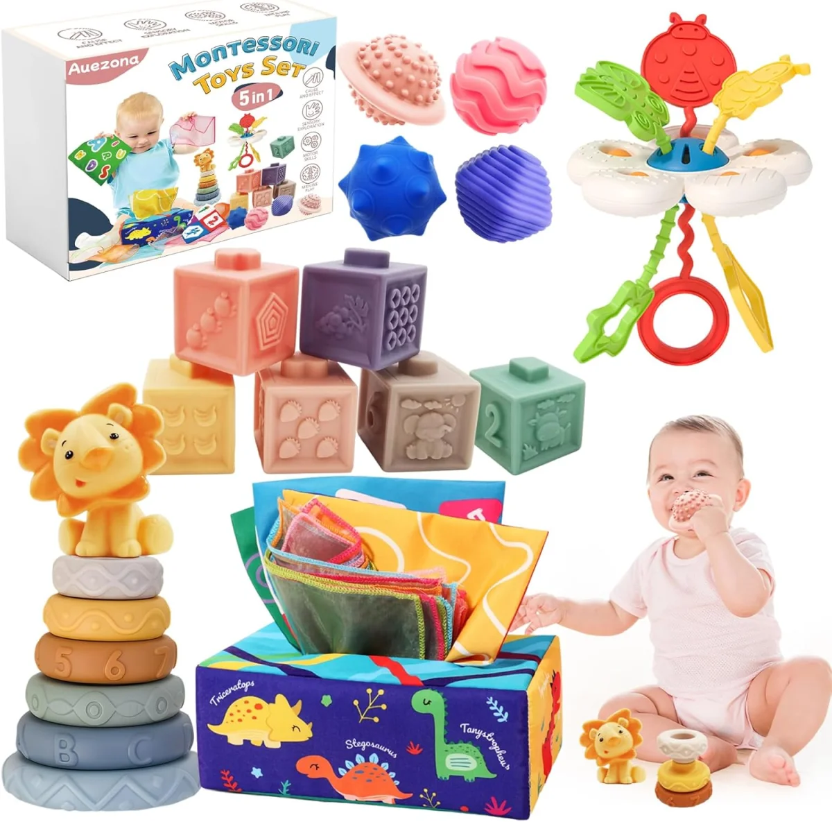 Jouet d’éveil Montessori 1 an avec gobelets empilables et balles sensorielles - Vins Rouges Harmonieux pour Chaque Occasion Gobelets à empiler pour jeu de construction Montessori - Montessori -Boutique.com