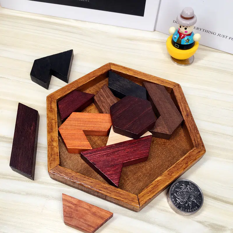 Puzzle en bois adulte Tangram hexagonal - Saldi Straordinari – Offerte Speciali Disponibili Adesso - Montessori