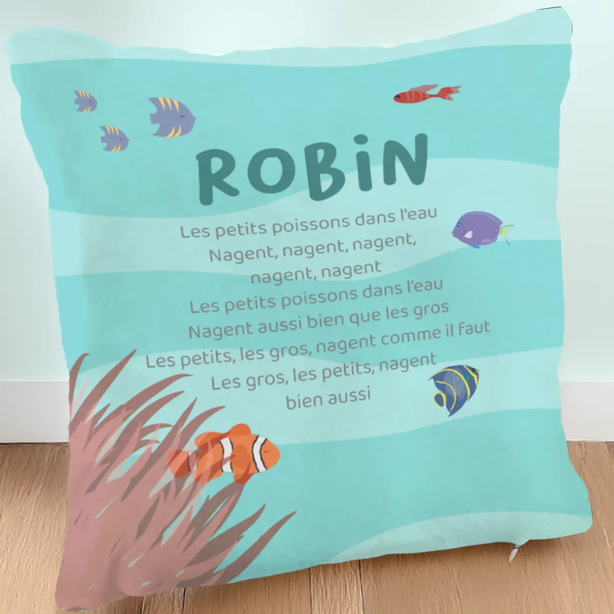Coussin prénom chanson enfantine les petits poissons - Boutique Bébé en Ligne : facile Soins, Jouets et Articles Maison
