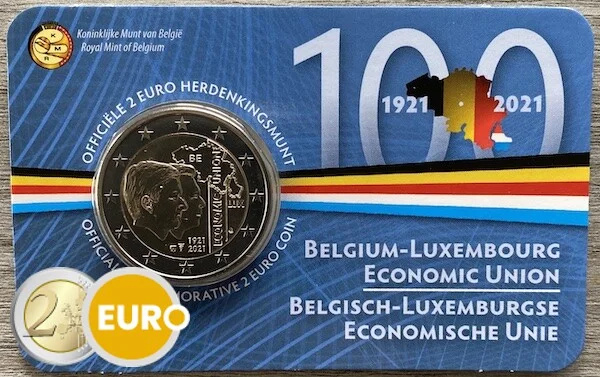 2 euro Belgium 2021 – 100 years BLEU BU Coins FDC Coincard NL - Vins Rouges Harmonieux pour Chaque Occasion