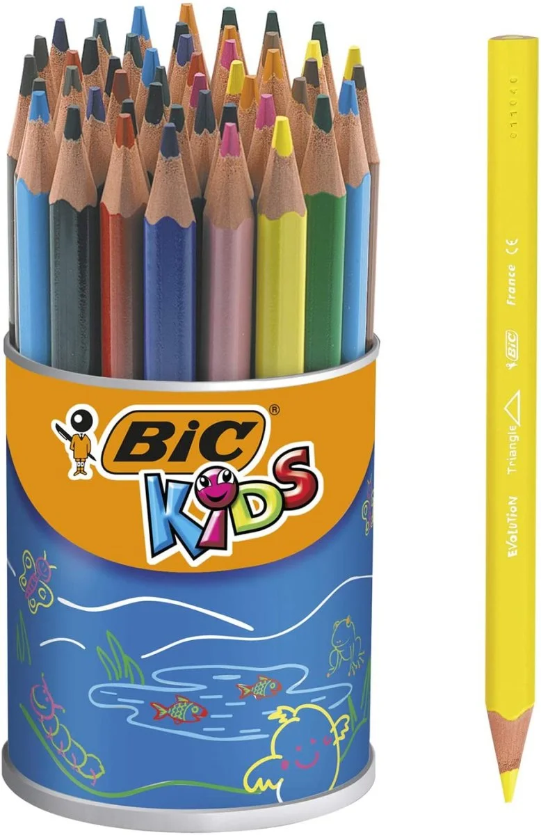 Crayons de couleur triangulaires – Lot de 48 crayons de couleurs assorties – BIC Kids Evolution MINE ECOlutions - Organisation de la maison avec des solutions de rangement