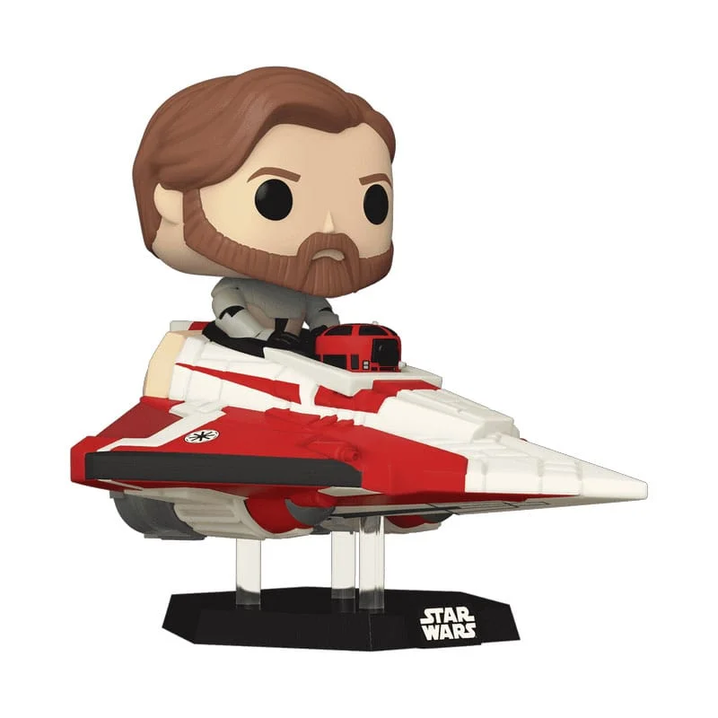 Obi-Wan Kenobi in Delta 7 Jedi Starfighter (The Clone Wars) – Figurine Star Wars POP! Rides n°641 - Éclairage de qualité avec frais de port offerts Funko Luke Skywalker w/ Speeder Bike (Chase Edition) POP! x Star Wars -  Return of The Jedi Vinyl Figure + 1 Official Star Wars Trading Card Bundle  ...