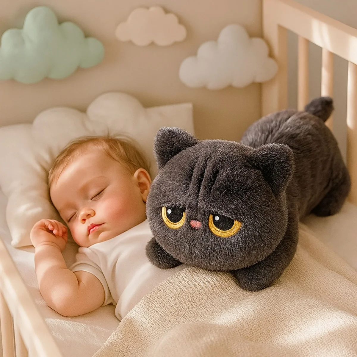 Peluche Chat-gris - Boutique Maman & Bébé – Produits Essentiels au Quotidien - Cottonbebe peluche