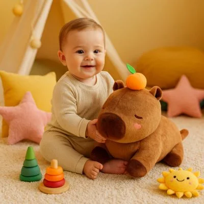 Peluche Capybara xxl - Boutique Maman & Bébé – Produits Essentiels au Quotidien Peluche musicale pour bébé couleur beige - méduse ☆ Trois Kilos Sept