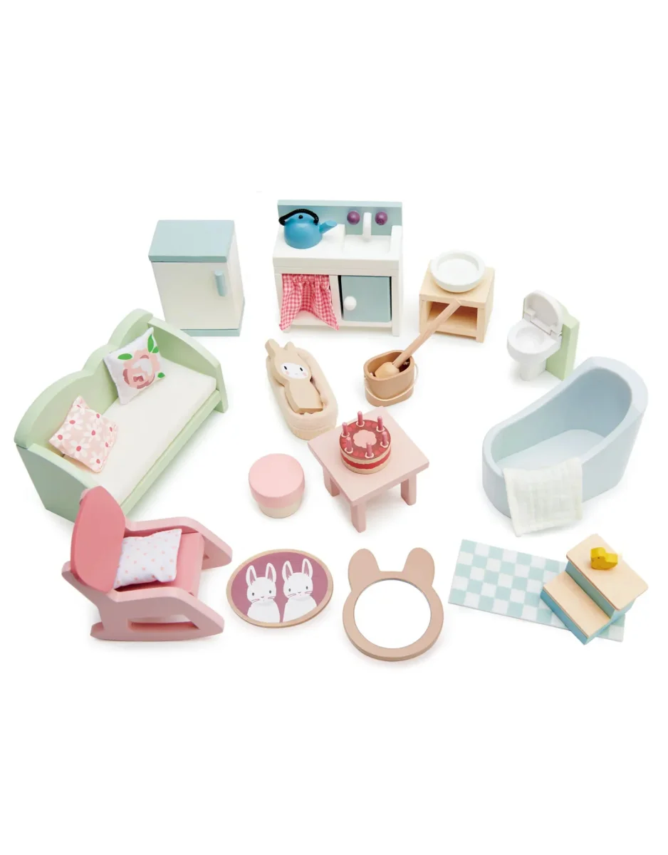 Meubles pour maison de poupée - Campagne - Tender Leaf Toys - Boutique Maman & Bébé – Produits Essentiels au Quotidien OOOK Grande Maison de poupées en Bois, Maison de poupées à 3 étages, conçue  pour Les Filles à partir de 3 Ans (Comprend 21 pièces de mobilier, 4 poupées  familiales et Un