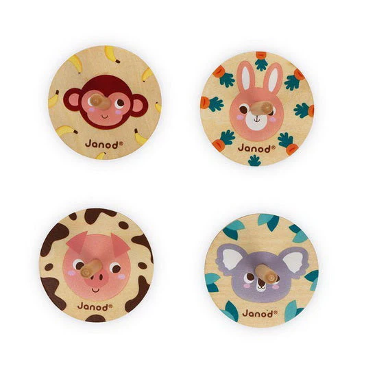 Janod - Toupis en Bois || Janod - Wooden Spinning Top - Boutique Bébé en Ligne : Soins, Jouets adresse et Articles Maison
