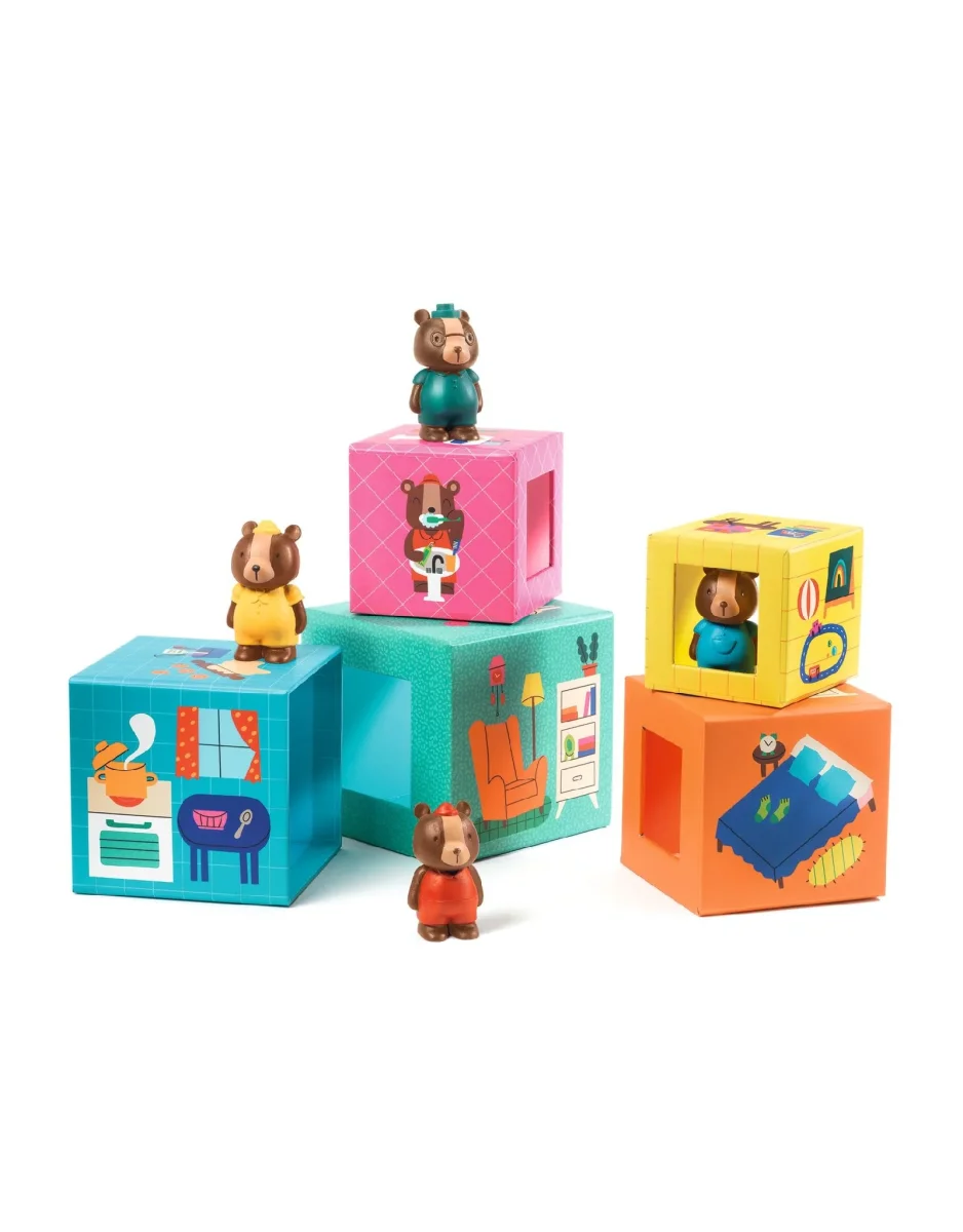 Jeu d'empilage - TopaniHouse - Djeco - Boutique Maman & Bébé – Produits Essentiels au Quotidien Jeu d'empilage "Tour maisonnettes"