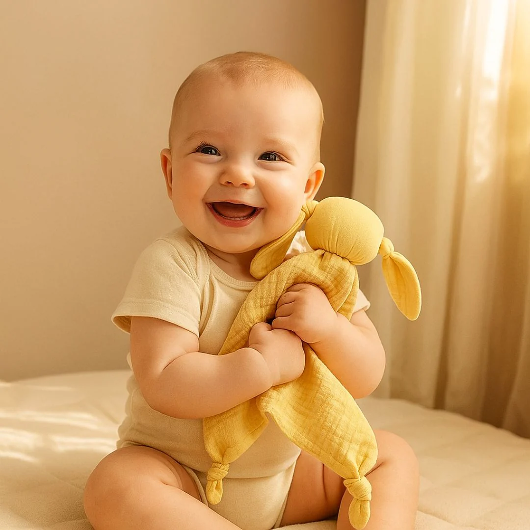 Doudou plat-jaune - Boutique Maman & Bébé – Produits Essentiels au Quotidien bleue