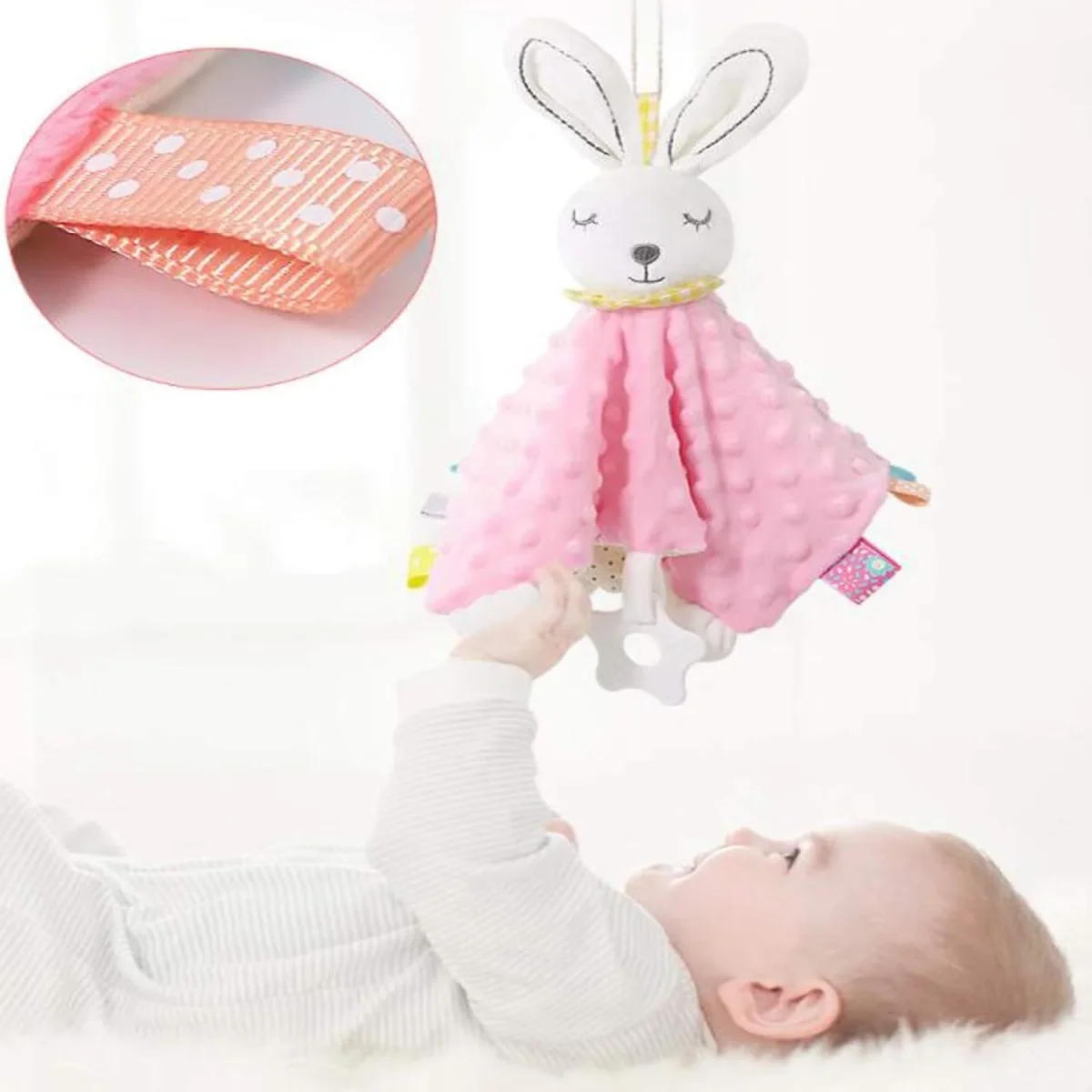 Doudou lapin rose paisible - Boutique Maman & Bébé – Produits Essentiels au Quotidien