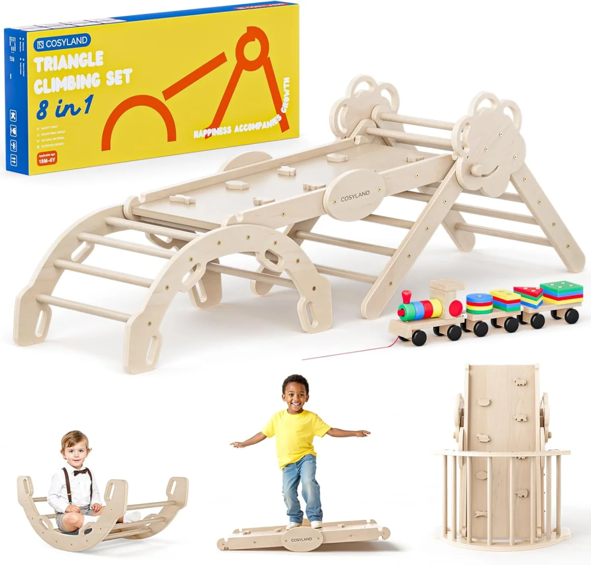 Triangle d’escalade Montessori pliable 8-en-1 en bois pour enfants - Vins Rouges Harmonieux pour Chaque Occasion - pikler montessori triangle montessori bois enfant vin occasion