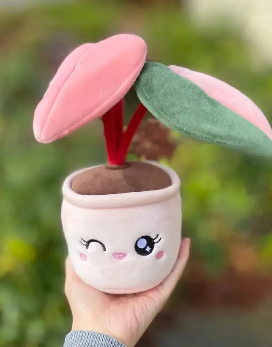 Peluche plante - Philodendron Pink Princess - Blushiez - Boutique Maman & Bébé – Produits Essentiels au Quotidien - Peluche tapotante