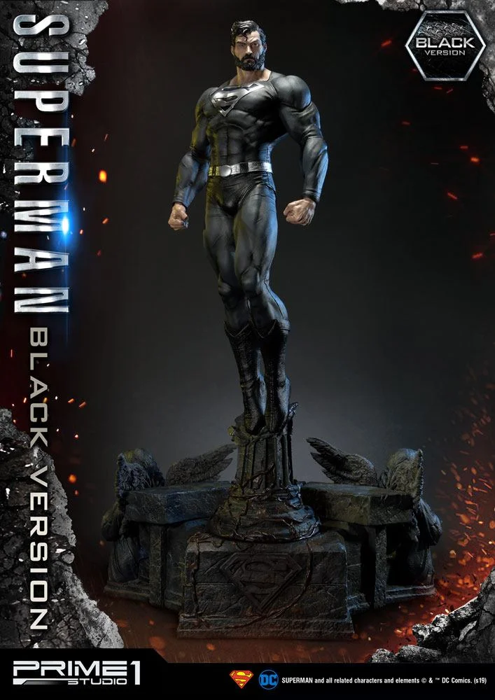 DC COMICS – Statuette Superman 1/3 Black Suit Version 106 cm - Éclairage de qualité avec frais de port offerts - {'count': 1, 'name': 'Ferme'}