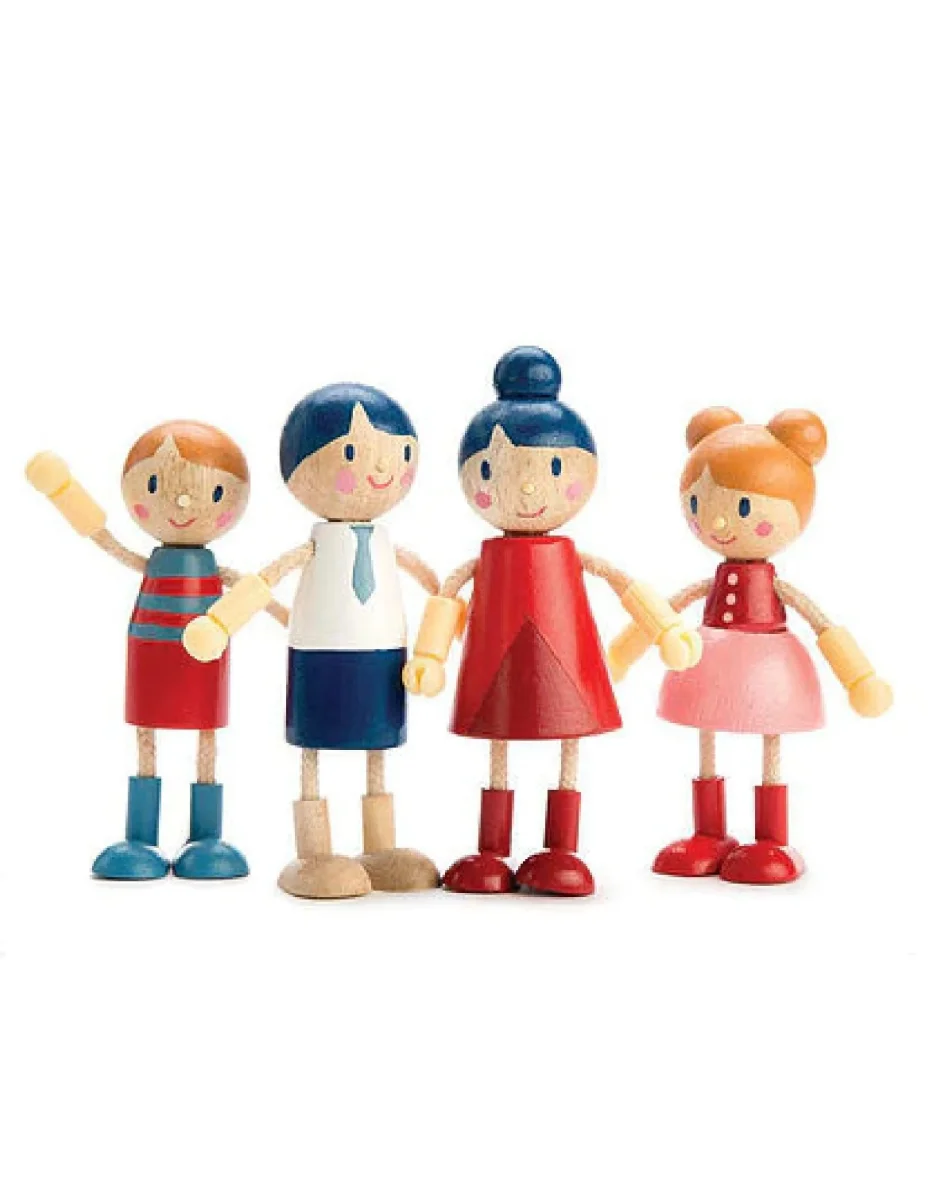 Famille de poupées en bois - Tender Leaf Toys - Boutique Maman & Bébé – Produits Essentiels au Quotidien famille africaine noire metis, poupées articulées, flexibles en bois de goki
