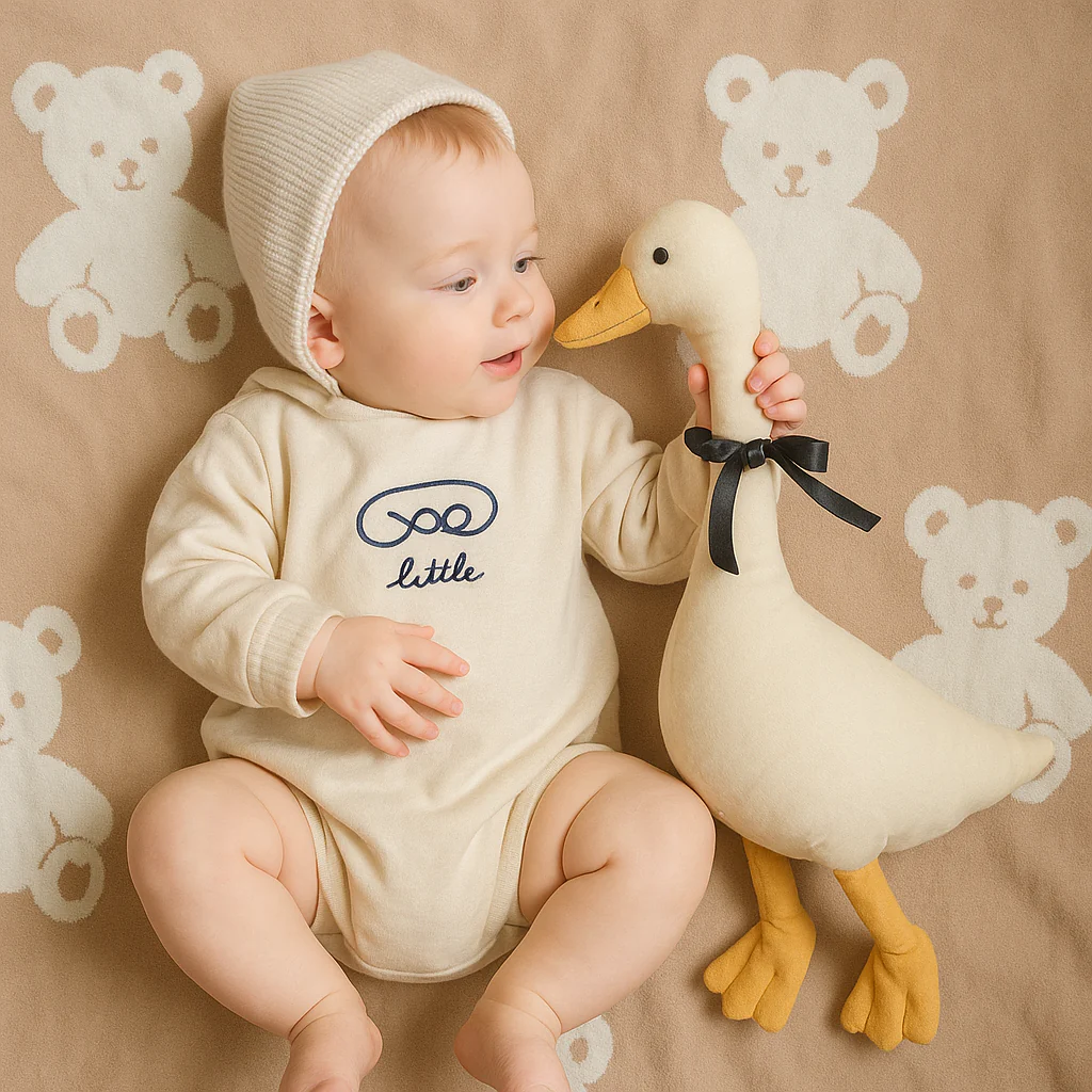 Doudou oie gaze - Boutique Maman & Bébé – Produits Essentiels au Quotidien