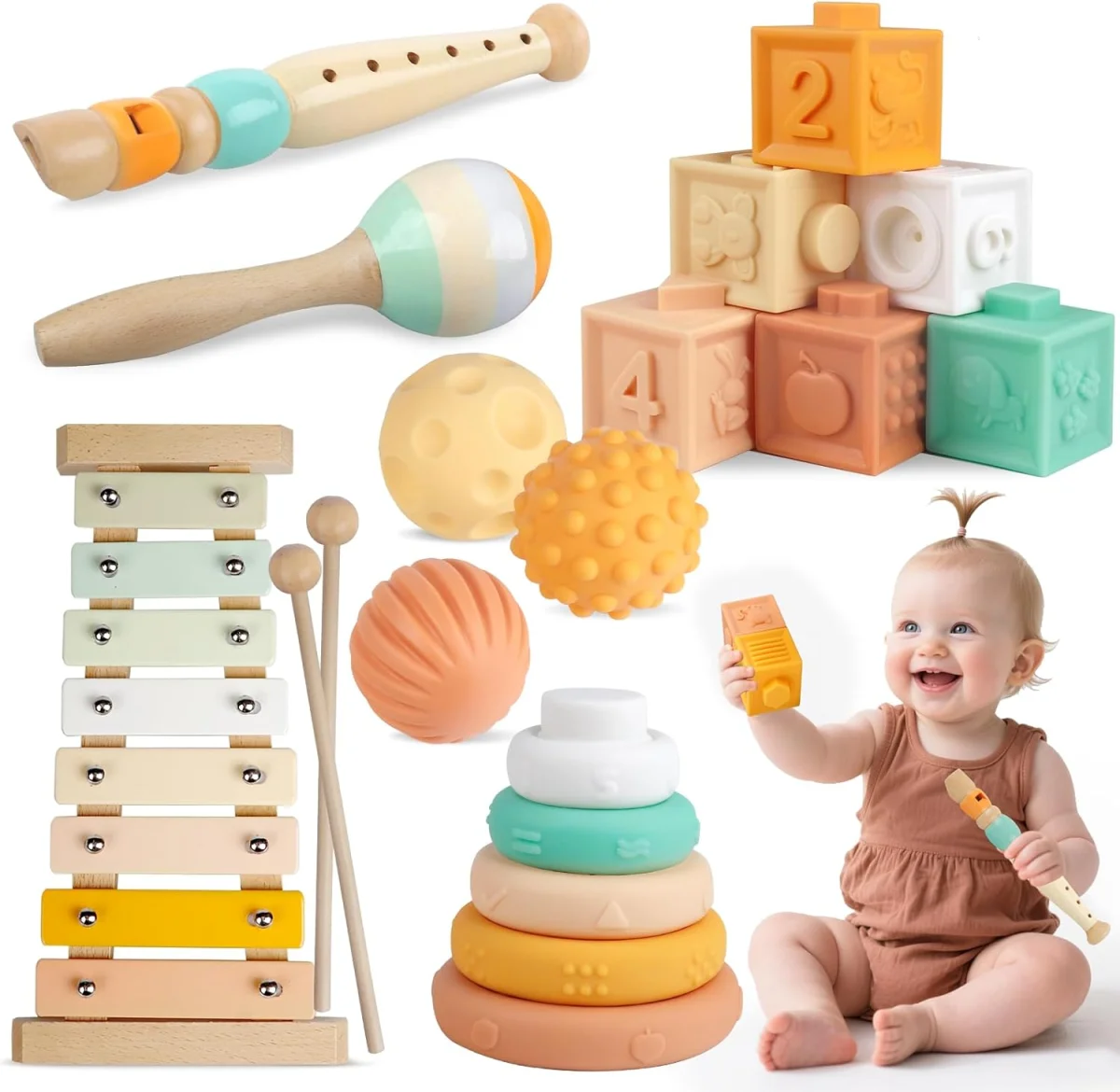 Jouets Montessori bois sensoriels bébés mois Rouges Harmonieux Occasion