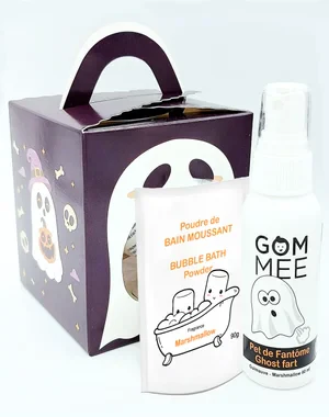 Gom-Mee - Boite Surprise Rituel Fantomatique- Poudre Moussant et Pet Soin ||Gom-Mee - Phantomatic Ritual Surprise Box - Foaming Powder and Fart - Boutique Bébé en Ligne : Soins, Jouets et Articles Maison