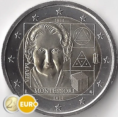 2 euros Italie 2020 – 150 ans Maria Montessori UNC - Vins Rouges Harmonieux pour Chaque Occasion 2 Euro Italie dorée - Maria Montessori - Trésor du Patrimoine