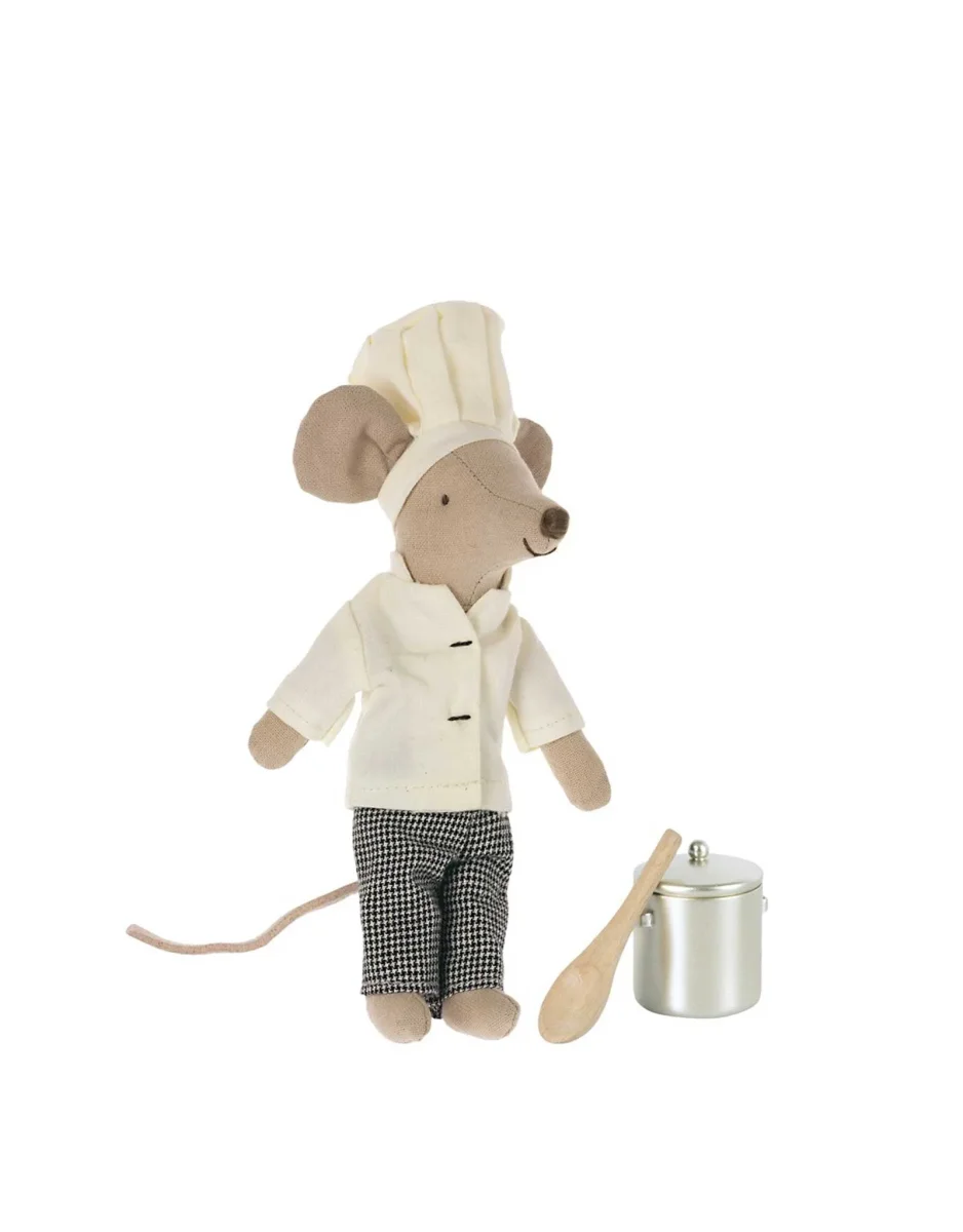 Chef grand frère souris avec sa casserole et sa cuillère - Maileg - Boutique Maman & Bébé – Produits Essentiels au Quotidien - {'count': 1, 'name': 'offert'}