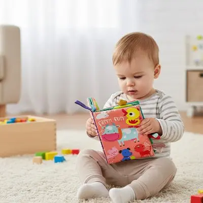 Livre bebe en tissus | Coloré et Lavable - Boutique Bébé en Ligne : Soins, Jouets et Articles Maison - {'count': 2, 'name': 'Jouets'}