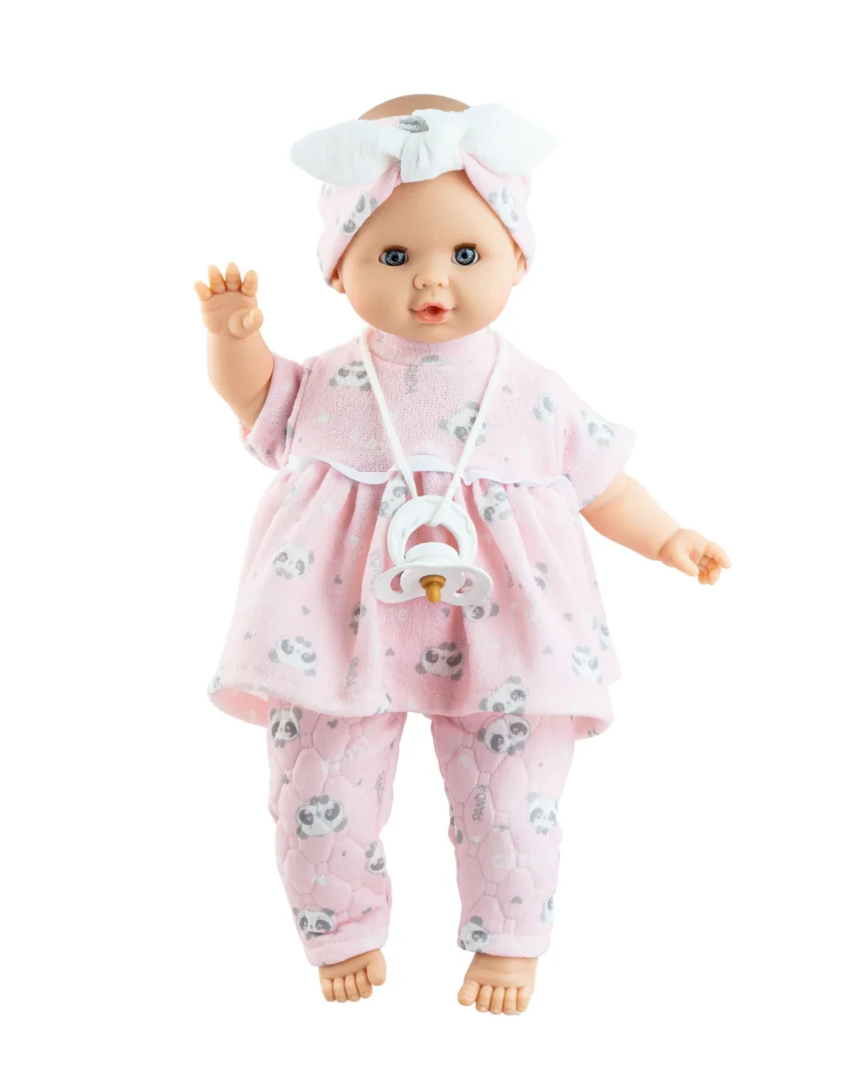 Poupée Alex & Sonia -Sonia avec robe et pantalon rose motif panda et bandeau - Paola Reina - Boutique Maman & Bébé – Produits Essentiels au Quotidien - {'count': 3, 'name': 'tenues'}