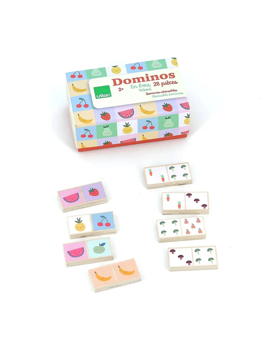 Jeu de domino préscolaire réversible - Fruits et légumes - Vilac - Boutique Maman & Bébé – Produits Essentiels au Quotidien
