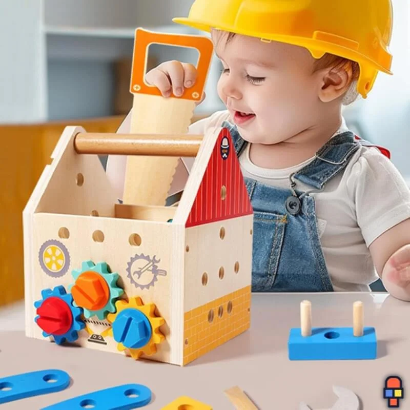 Jeu de construction en bois | Ma Boîte à Boulons - Boutique Bébé en Ligne : Soins, Jouets et Articles Maison - Zoo