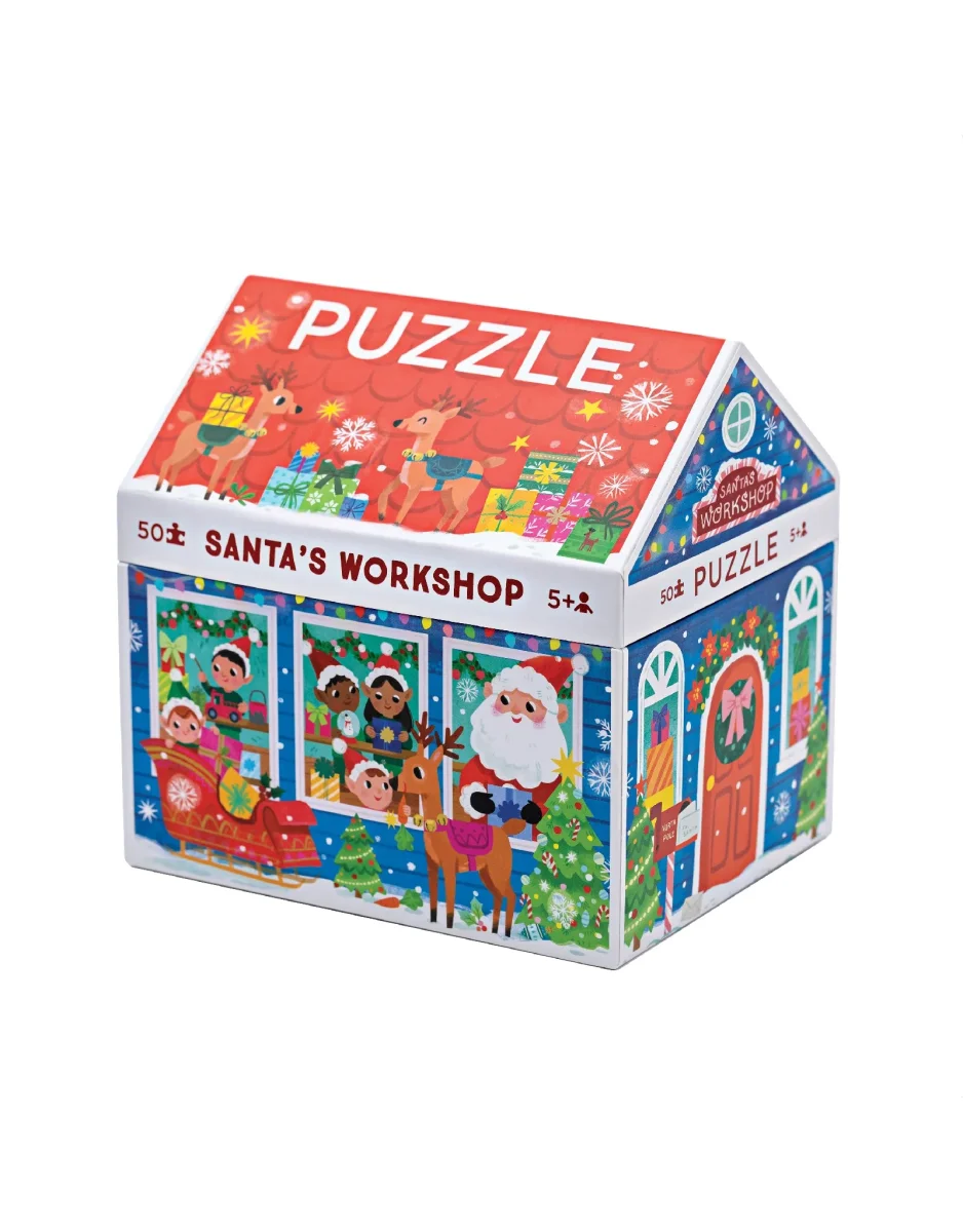 Casse-tête maison 50 pièces - L'atelier du Père Noël 5+ - Crocodile Creek - Boutique Maman & Bébé – Produits Essentiels au Quotidien Puzzle à encastrement en bois 'Crocodile' 1er âge