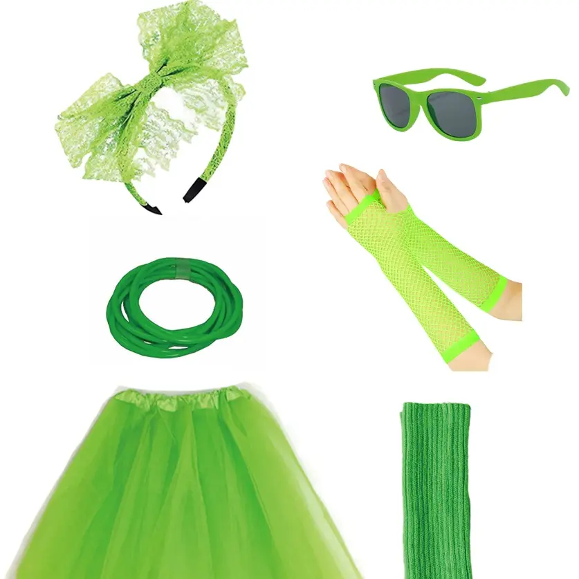 Déguisement rétro 80s homme femme – ensemble 6 pièces avec accessoires fluo - Éclairage de qualité avec frais de port offerts - {'count': 11, 'name': 'Année'}