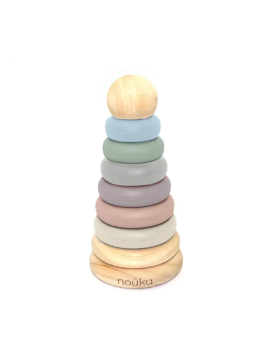 Tour empilable en bois et silicone- Pastel - Noüka - Boutique Maman & Bébé – Produits Essentiels au Quotidien - {'count': 1, 'name': 'lit'}