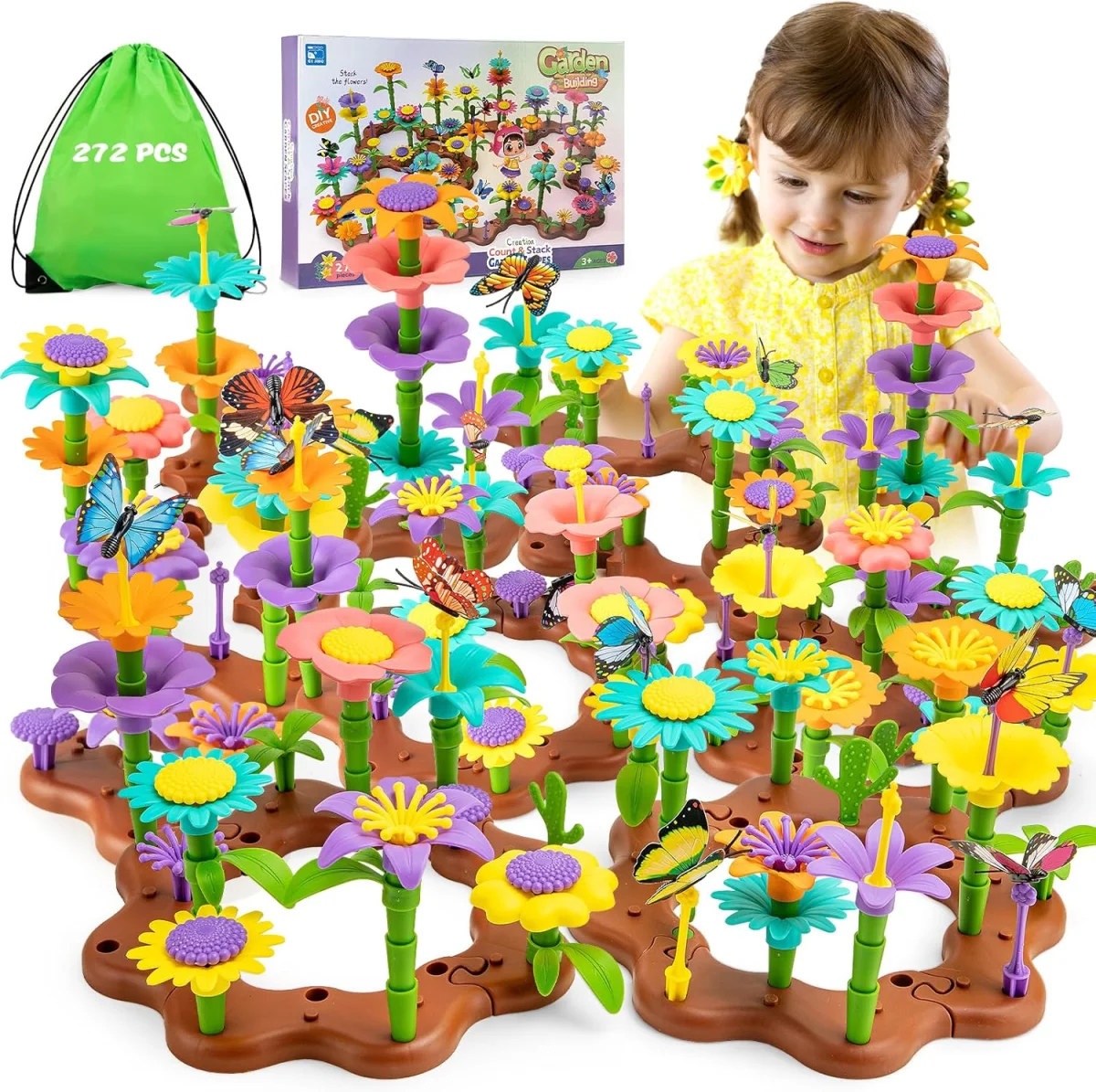 Jouets de construction de fleurs pour enfants 3 à 6 ans - Vins Rouges Harmonieux pour Chaque Occasion Jeux de construction de fleurs