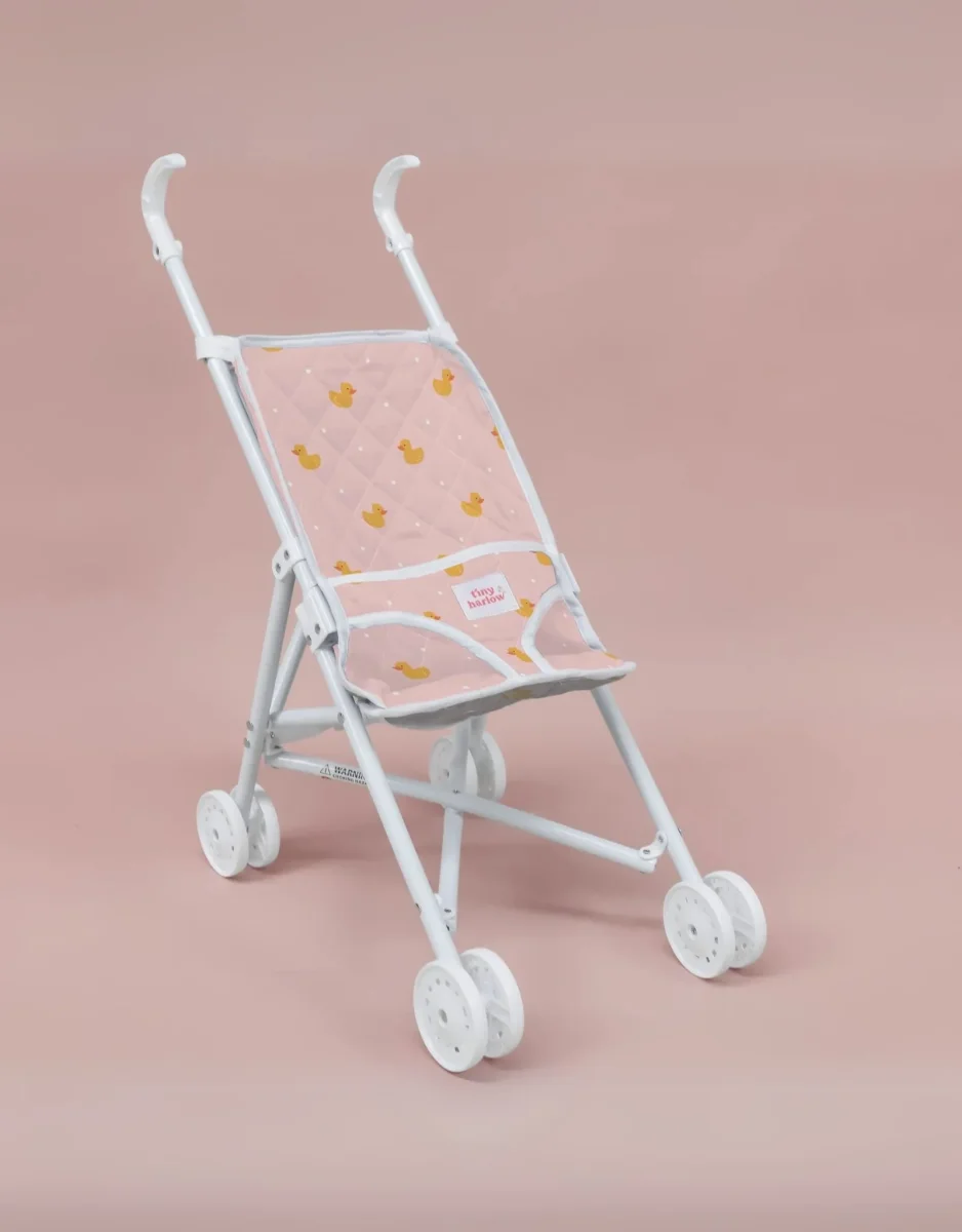 Poussette poupée Canard ligné rose Harlow Boutique Maman Bébé Produits Essentiels Quotidien