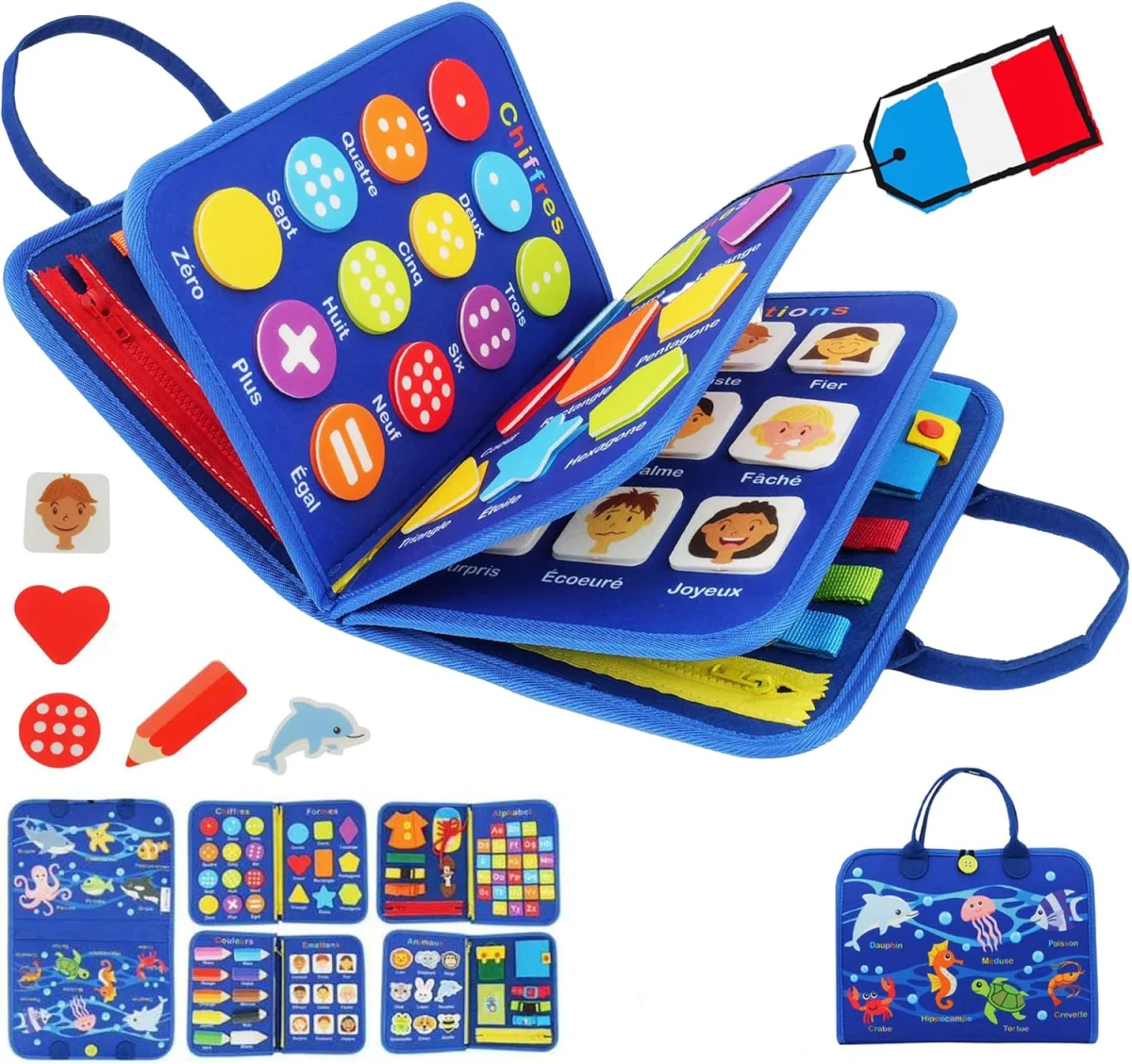 Busy Board Montessori mythique : Jouet Éducatif Sensoriel 9-en-1 pour Enfants de 2 à 5 ans - Vins Rouges Harmonieux pour Chaque Occasion