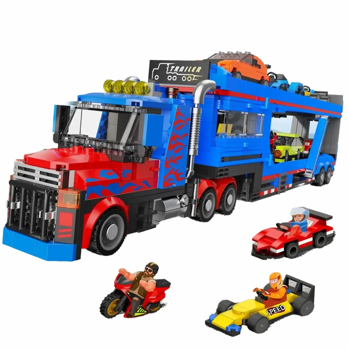 Set construction camion transporteur avec 7 voitures - Boutique Bébé en Ligne : Soins, Jouets et Articles Maison Turbo challenge - camion de transport friction | vehicules-garages |  jouéclub
