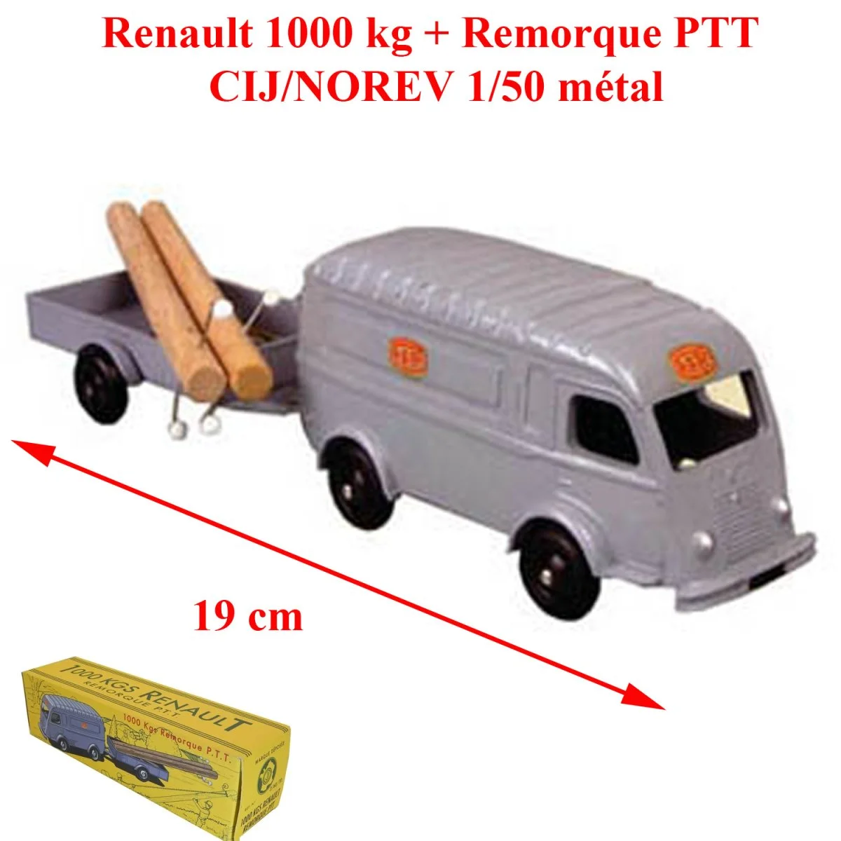 Renault 1000 kgs + remorque PTT reproduction d’un CIJ par Chaînes Norev au 1/45 - Accessoires Outdoor pour Plus de Liberté de Mouvement